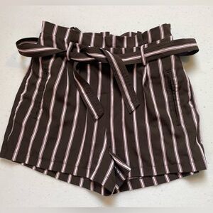 Ci Sono High Waist Green & White Striped Shorts